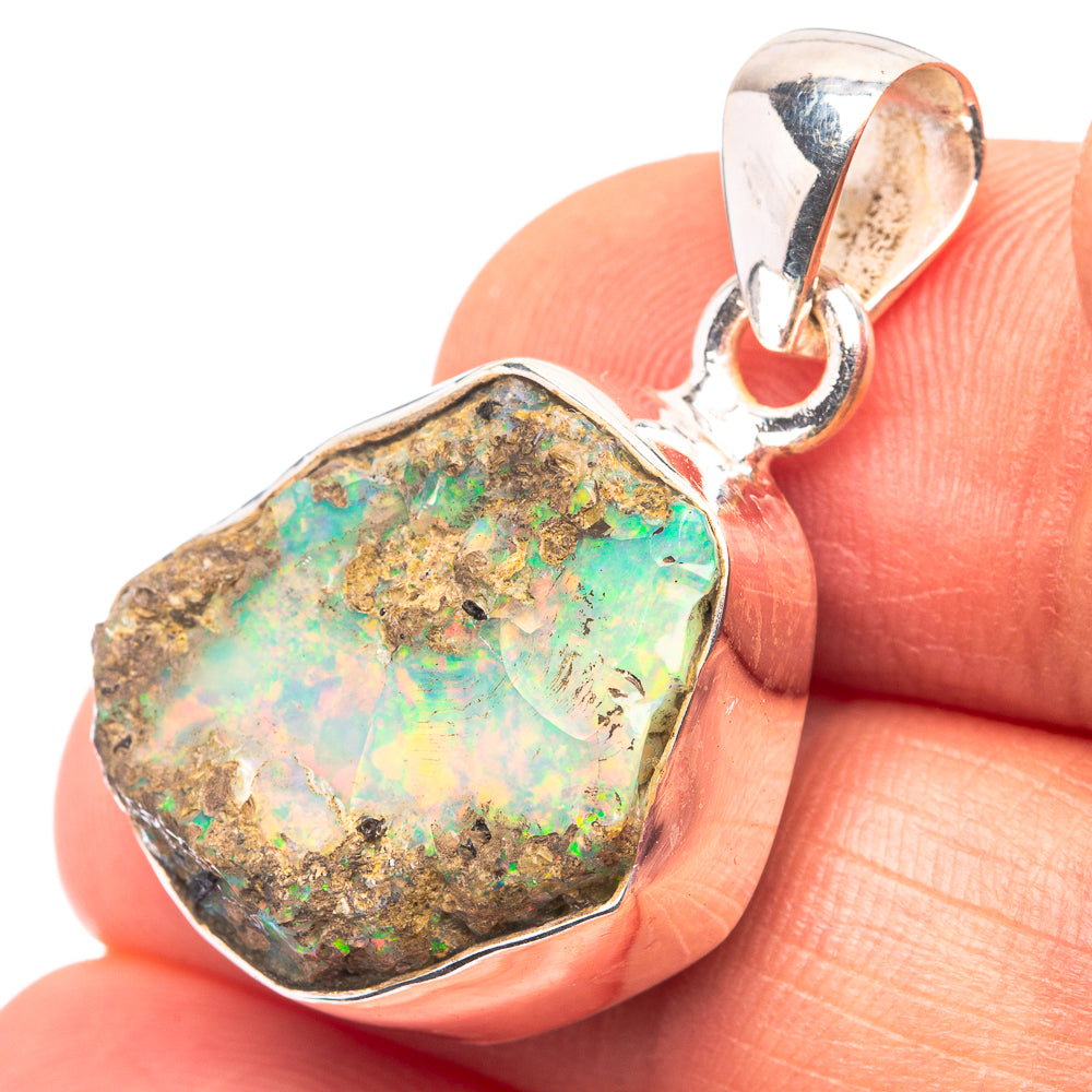 Raw Ethiopian Opal 925 Sterling Silver Pendant 1 1/8" (925 Sterling Silver) PD38618