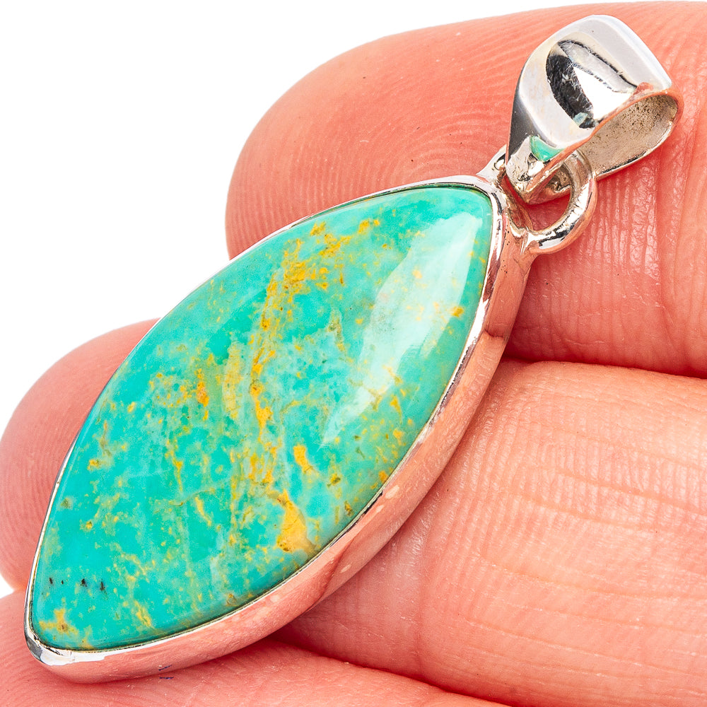 Rare Kingman Turquoise Pendant 1 3/8" (925 Sterling Silver) P44965