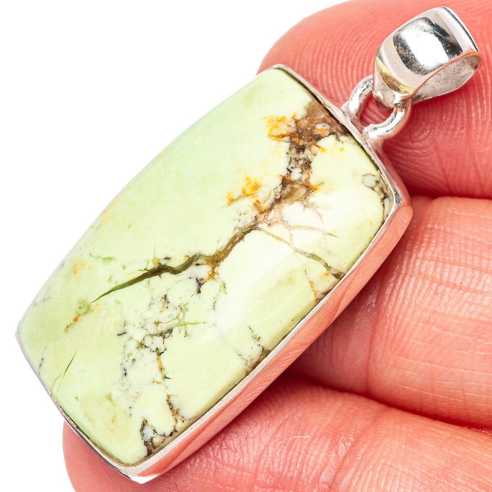 Lemon Chrysoprase Pendant 1 1/2" (925 Sterling Silver) P42843