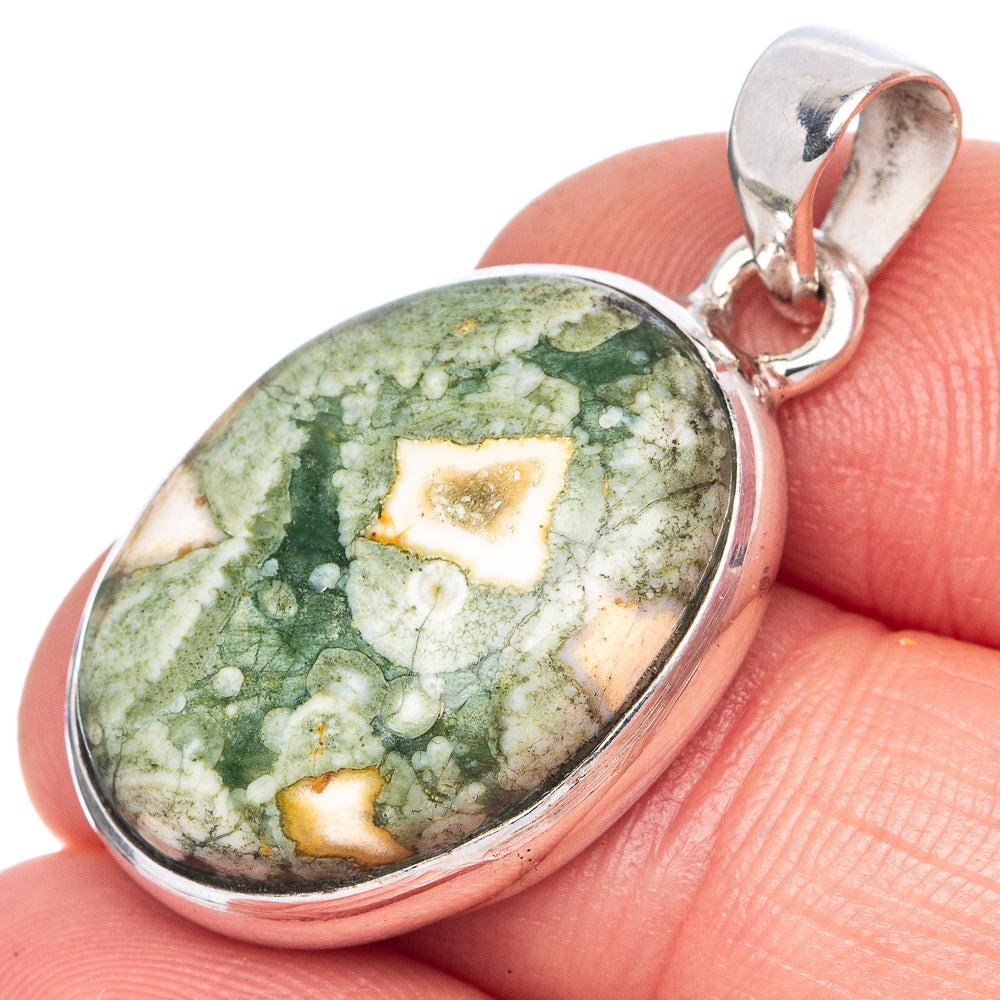 Ocean Jasper Pendant 1 3/8" (925 Sterling Silver) P41473