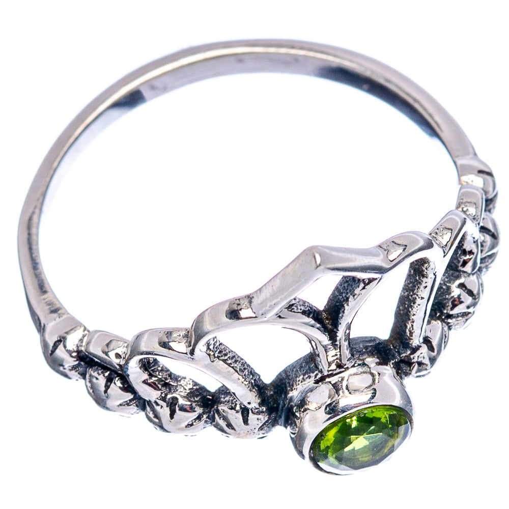 Peridot Crown Dainty Ring Size 6 (.925 Sterling Silver)
