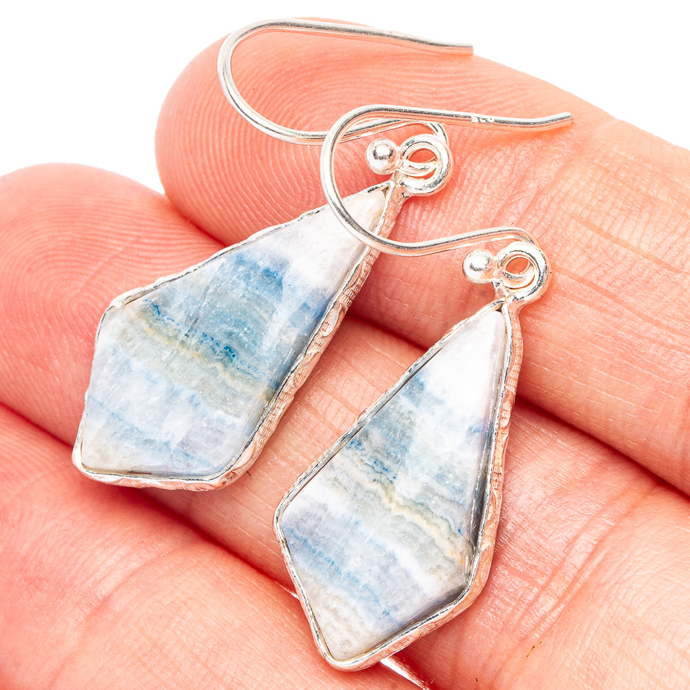 Blue Scheelite Earrings 1 1/2" (925 Sterling Silver) E2267