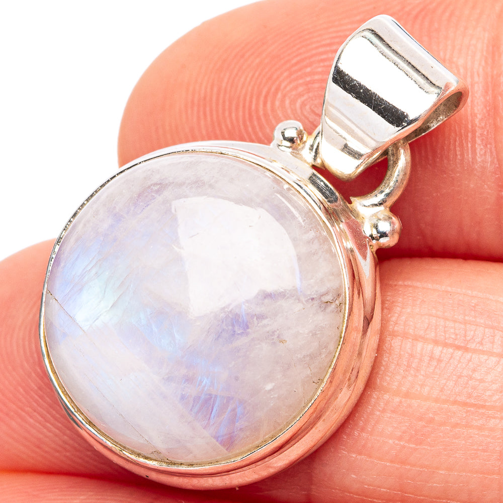 Rainbow Moonstone Pendant 1 1/8" (.925 Sterling Silver)