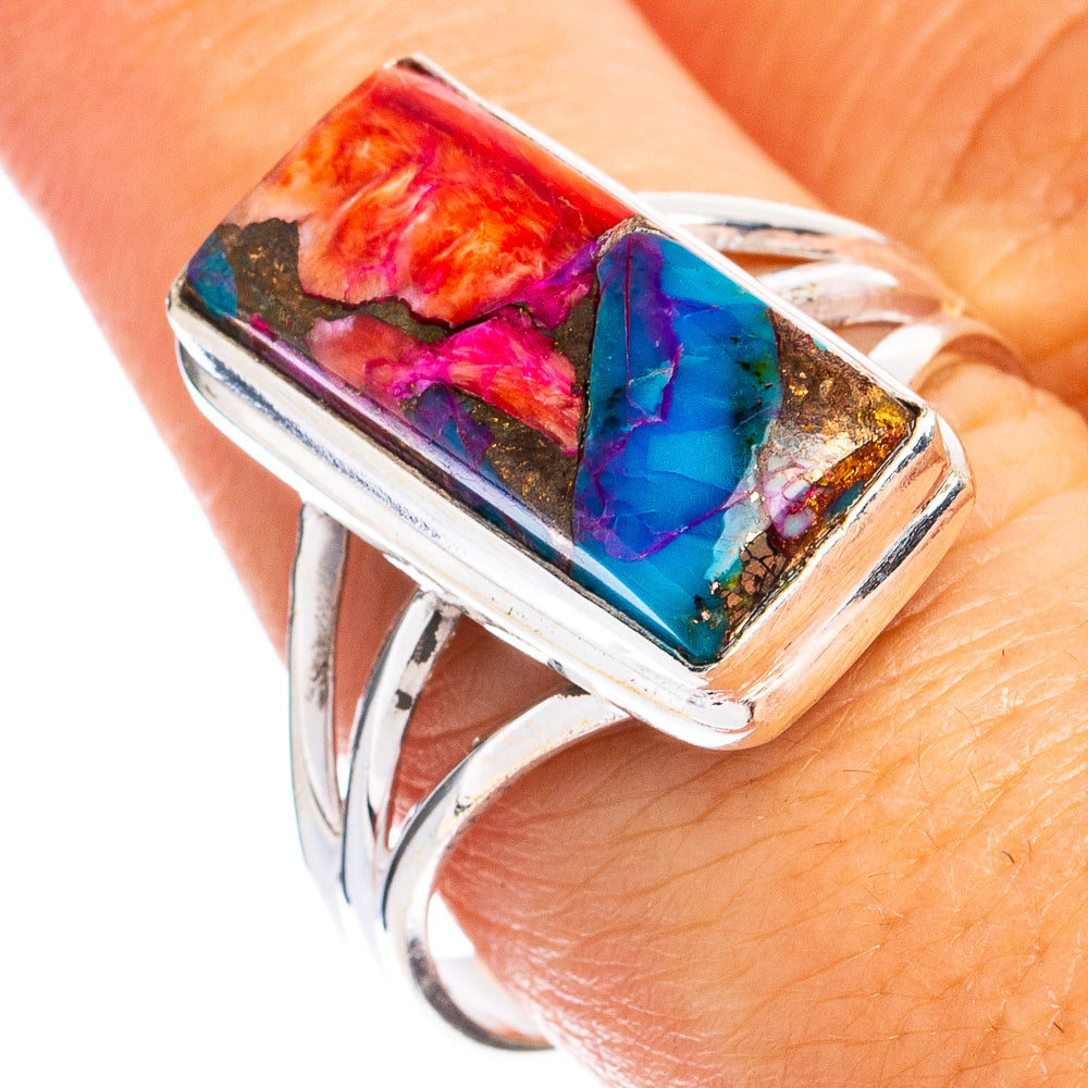 Kingman Pink Dahlia Turquoise Ring Size 9.75 (925 Sterling Silver) R8395