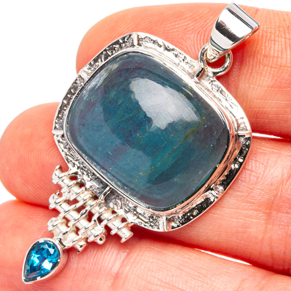 Signature Aquamarine, Blue Topaz Pendant 1 3/4" (.925 Sterling Silver)