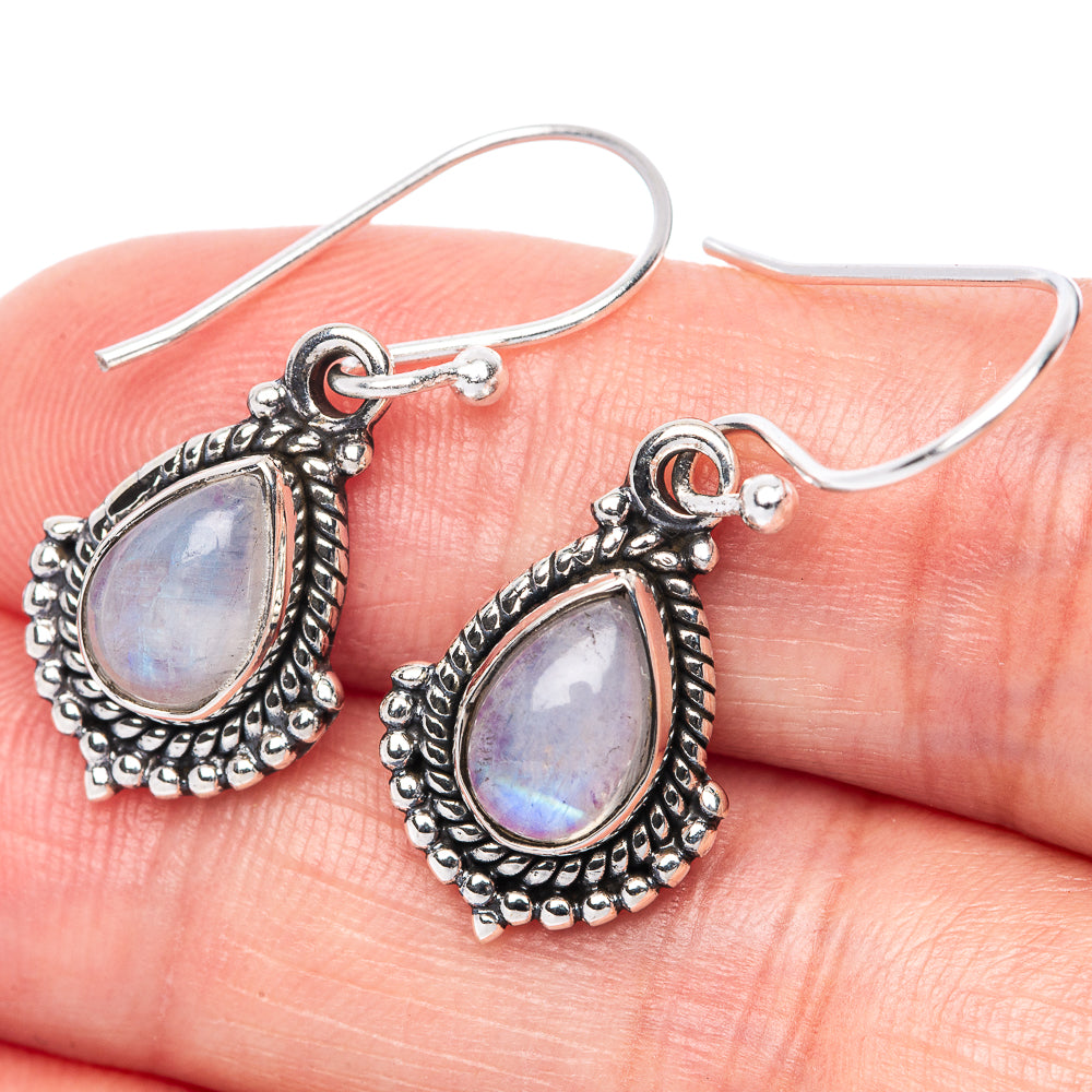 Rainbow Moonstone EarDainty Rings 1 1/4" (925 Sterling Silver) E433140