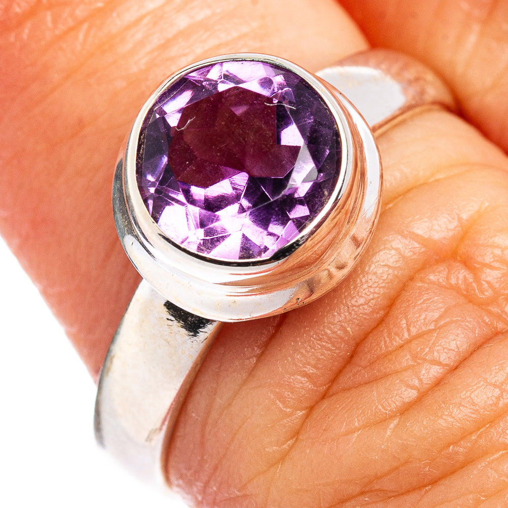 Faceted Amethyst Ring Size 6.75 (.925 Sterling Silver)