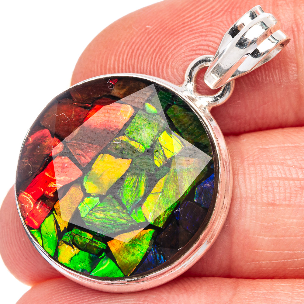 Rare Ammolite Pendant 1 3/8" (925 Sterling Silver) P39951