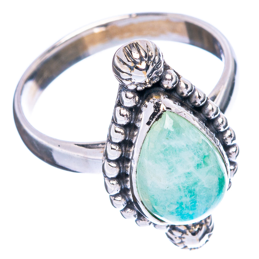 Green Moonstone Ring Size 7.5 (925 Sterling Silver) R3672