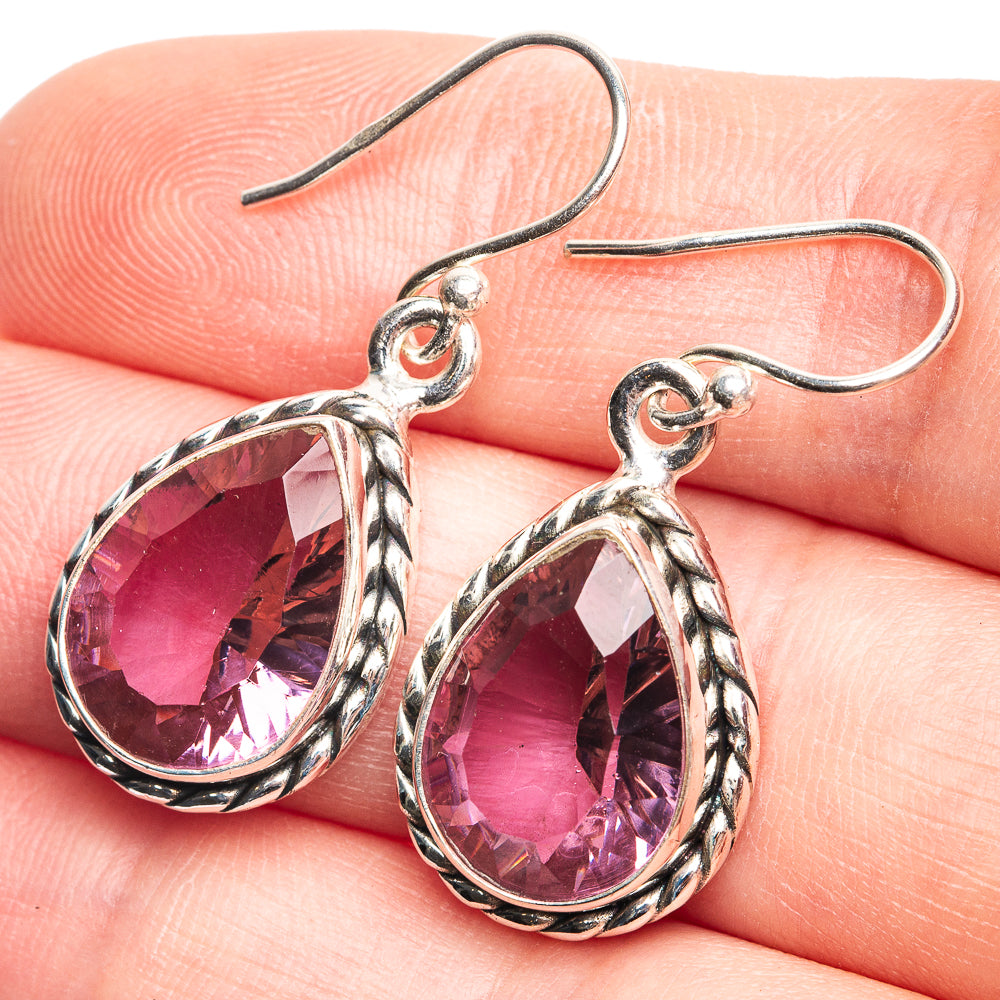 Faceted Color Change Alexandrite (Lab.) Earrings 1 1/4" (925 Sterling Silver) E432597