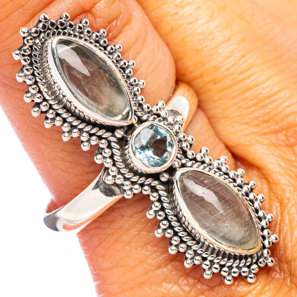Large Aquamarine, Blue Topaz Ring Size 10.75 (925 Sterling Silver) R7409