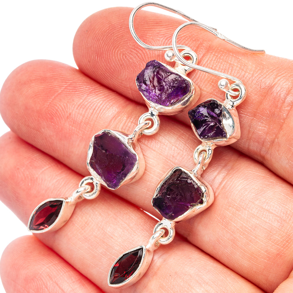 Amethyst 925 Sterling Silver Earrings 2 1/8" (925 Sterling Silver) E2104