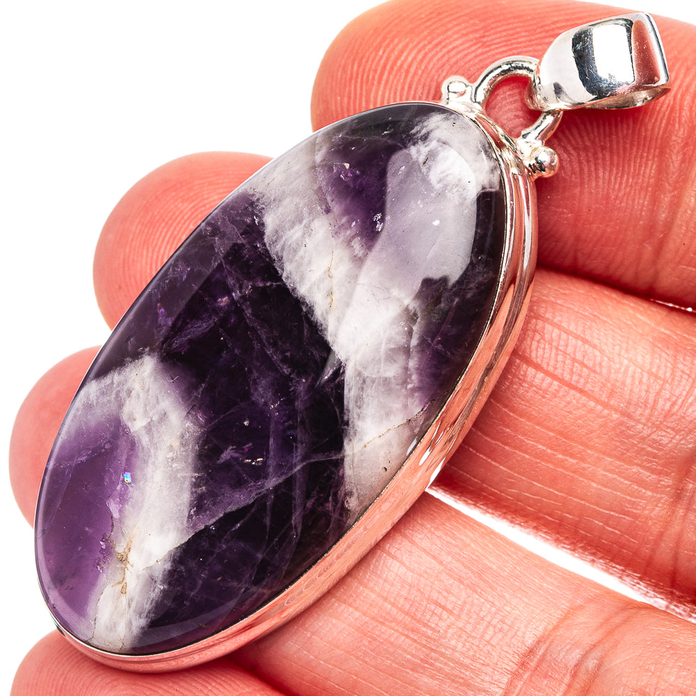 Chevron Amethyst Pendant 2" (.925 Sterling Silver)