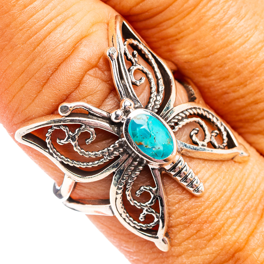 Native Style Mohave Turquoise Butterfly Ring Size 8.5 (.925 Sterling Silver)