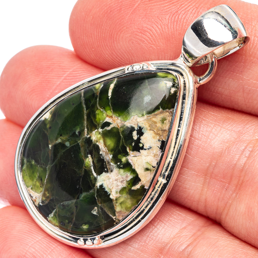 Chrome Chalcedony Pendant 1 3/4" (925 Sterling Silver) P44349