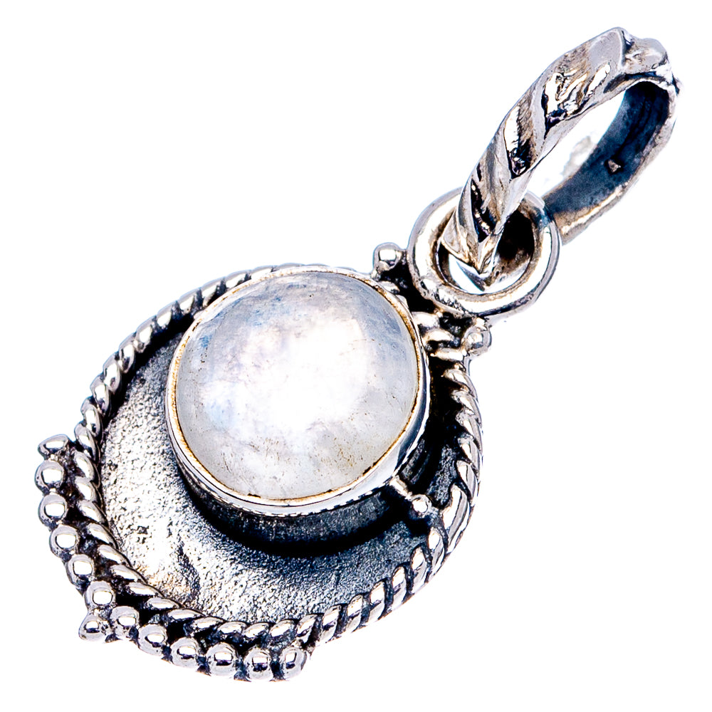 Rainbow Moonstone Dainty Pendant 7/8" (.925 Sterling Silver)