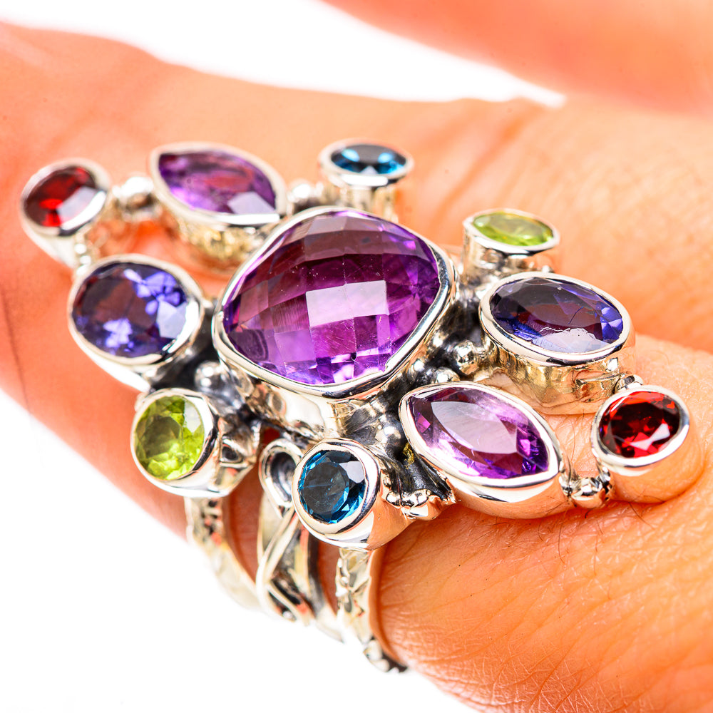 Signature Large Amethyst, Tanzanite, Peridot, Blue Quartz, Garnet Ring Size 7 (925 Sterling Silver) RING138183
