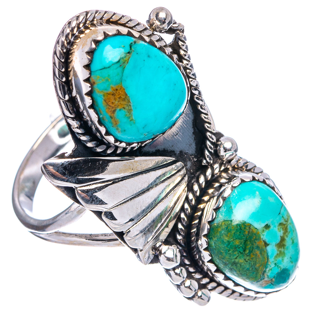 Native Style Mohave Turquoise Ring Size 8 (.925 Sterling Silver)