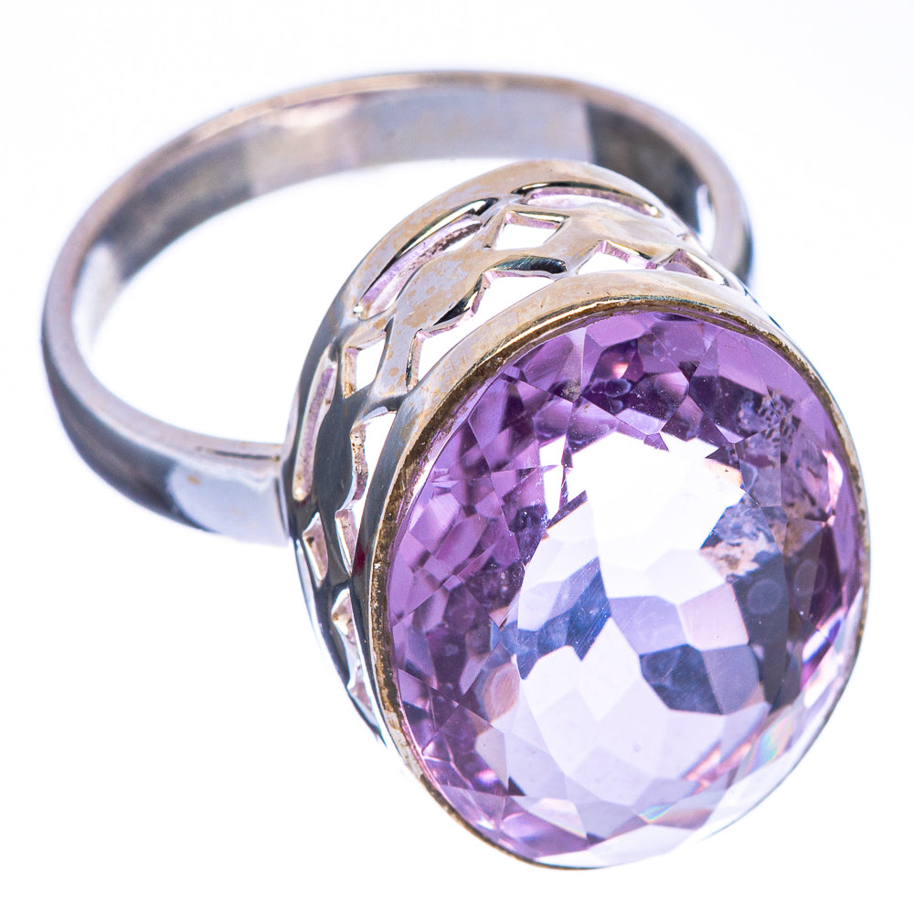 Rare Faceted Pink Amethyst Ring Size 8 (925 Sterling Silver) R147229