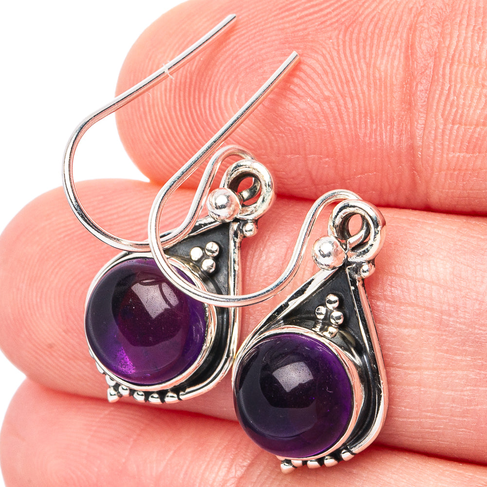 Amethyst Earrings 1 1/4" (925 Sterling Silver) E3086