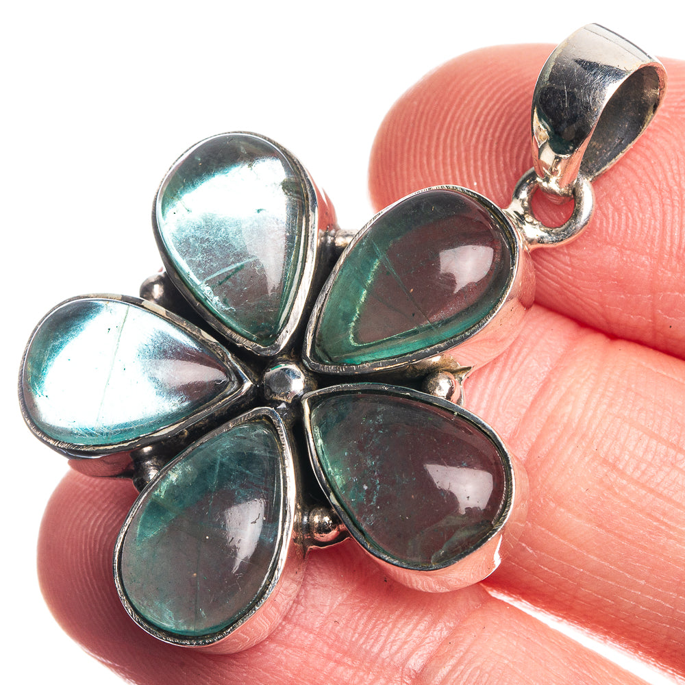 Blue Fluorite 925 Sterling Silver Pendant 1 1/2"