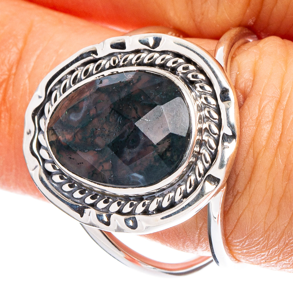 Green Moss Agate 925 Sterling Silver Premium Ring Size 7.75 (925 Sterling Silver) R6530