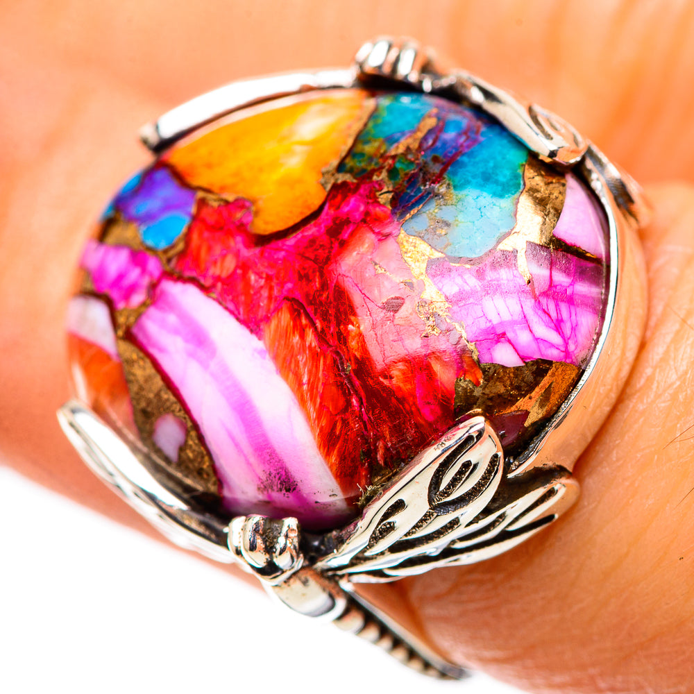 Kingman Pink Dahlia Turquoise 925 Sterling Silver Ring Size 6.25 (925 Sterling Silver) RING139521