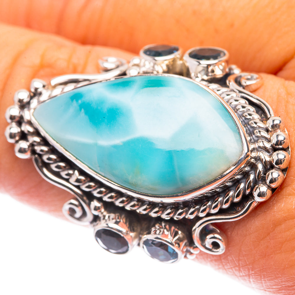 Signature Larimar, Blue Topaz Ring Size 8.5 (925 Sterling Silver) R141688