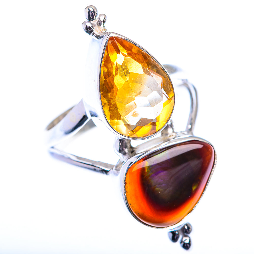 Mexican Fire Agate, Citrine 925 Sterling Silver Ring Size 8 (925 Sterling Silver) RING140332