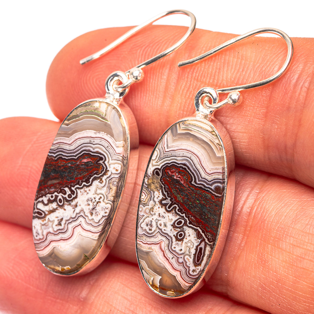 Crazy Lace Agate Earrings 1 1/2" (925 Sterling Silver) E432247