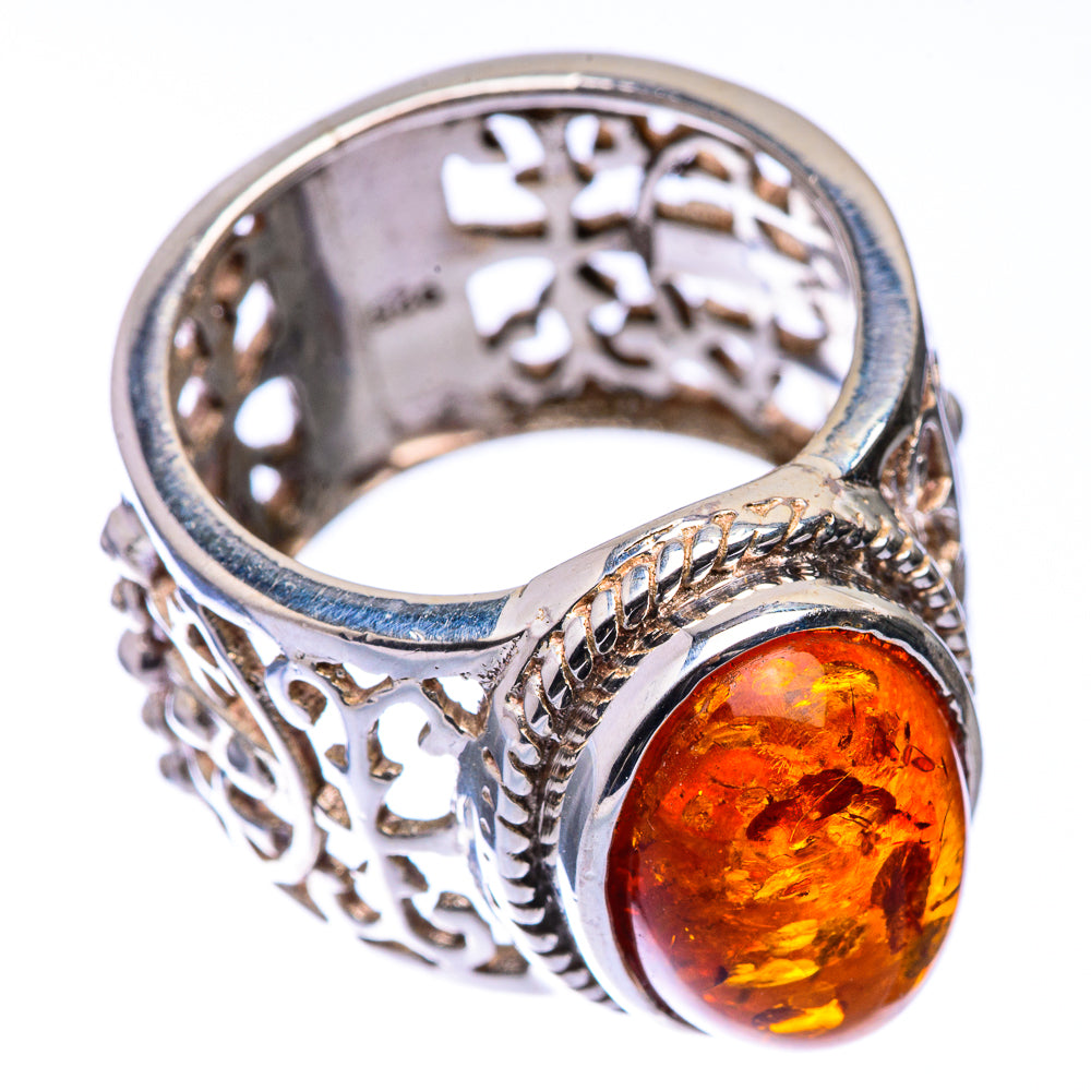 Large Baltic Amber Ring Size 6.5 (925 Sterling Silver) R141163