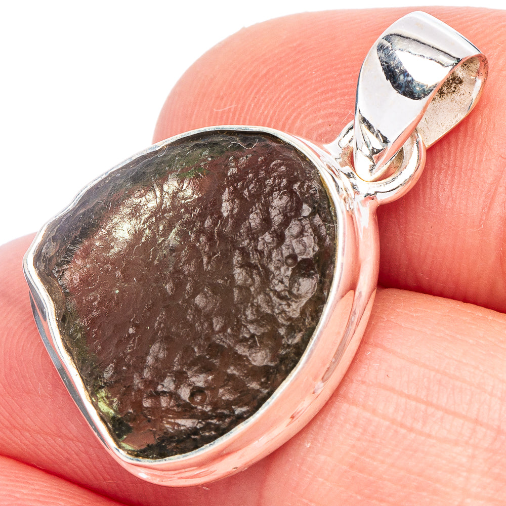 Rare Moldavite Pendant 1 1/8" (925 Sterling Silver) P44189