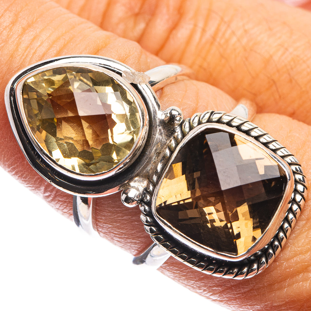 Large Smoky Quartz, Citrine Ring Size 7.5 (925 Sterling Silver) R143067