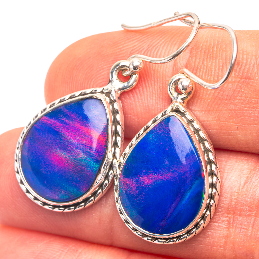 Aura Opal Earrings 1 3/8" (925 Sterling Silver) E432282