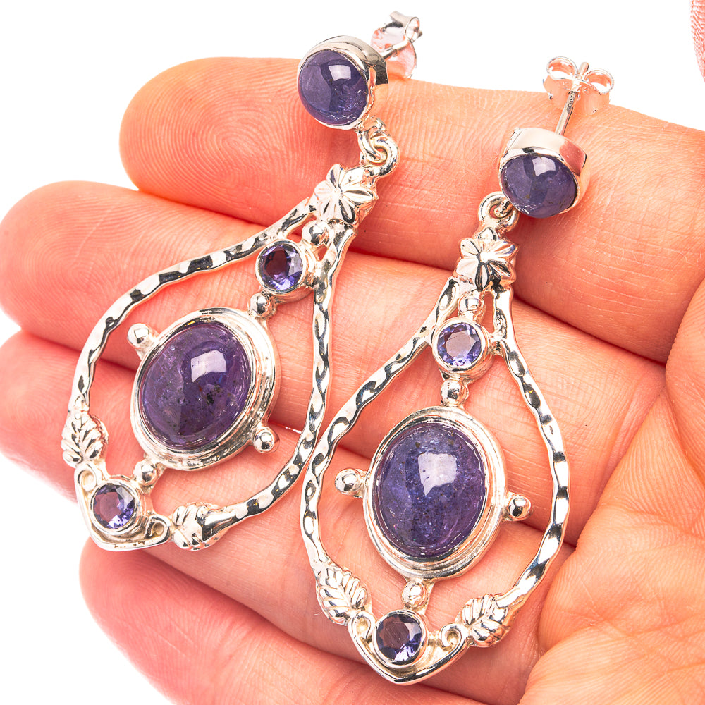 Signature Natural Tanzanite Earrings 2 1/8" (925 Sterling Silver) E432327