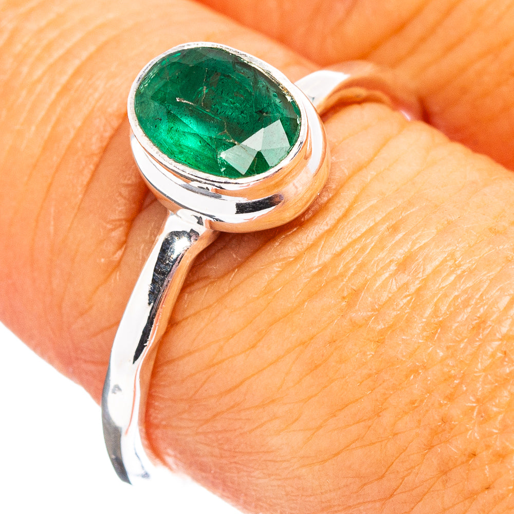 Premium Zambian Emerald Ring Size 8 (.925 Sterling Silver)