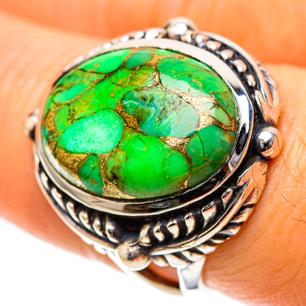 Green Copper Composite Turquoise Ring Size 7.25 (925 Sterling Silver) RING139259