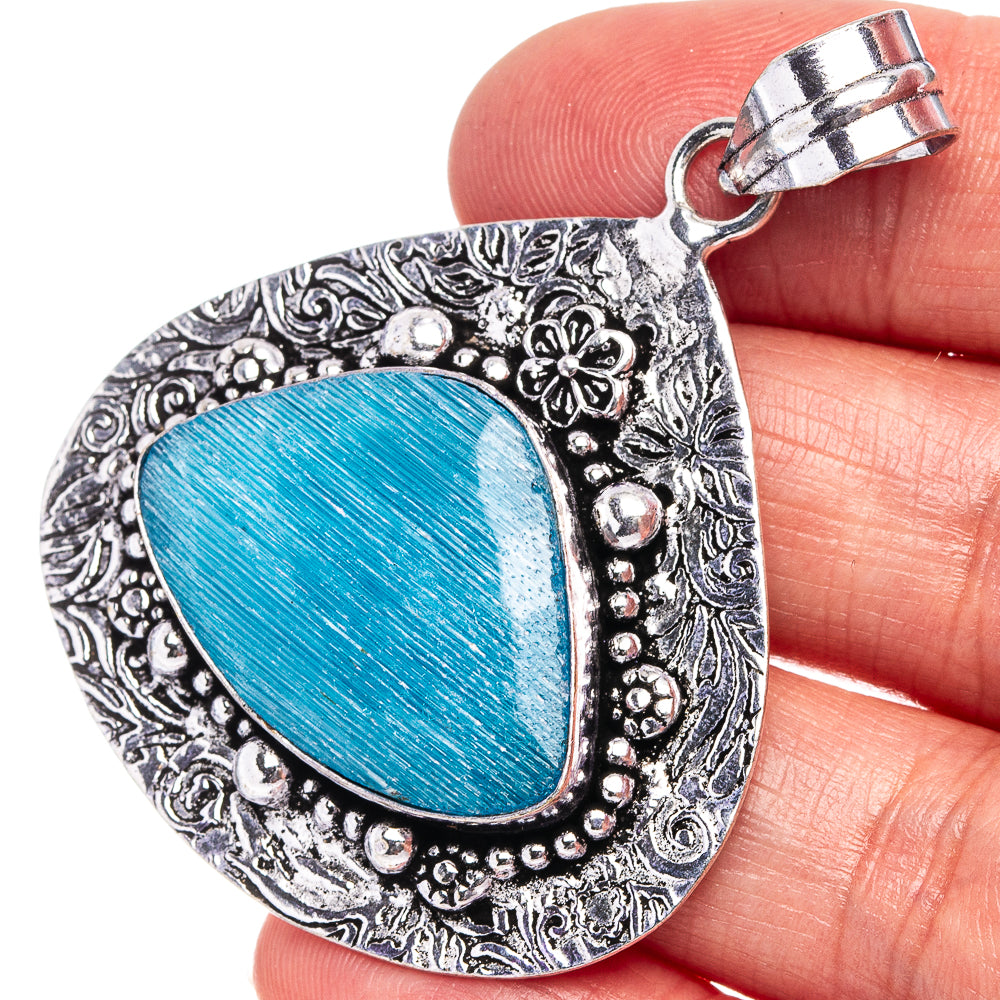 Blue Onyx Pendant 2 1/8" (German Silver)