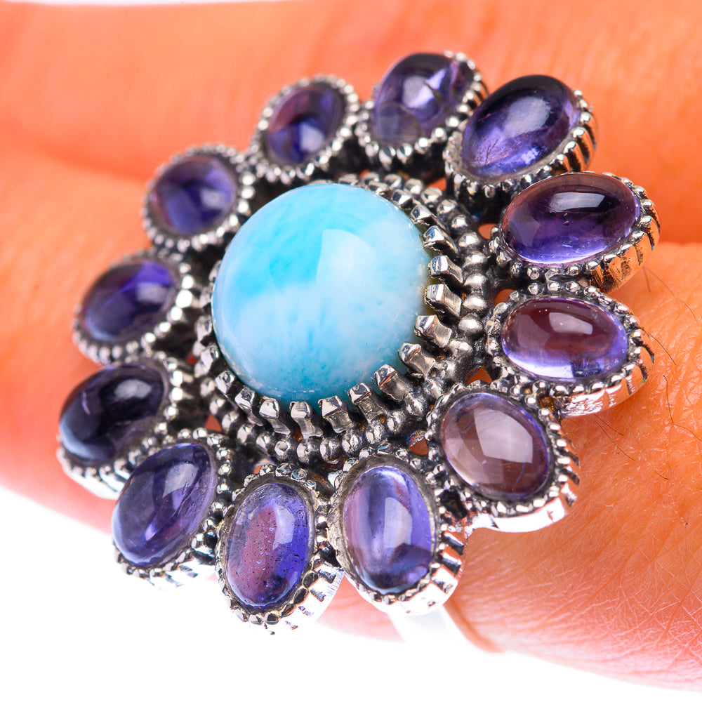 Large Larimar, Tanzanite Ring Size 8.25 (925 Sterling Silver) RING139974