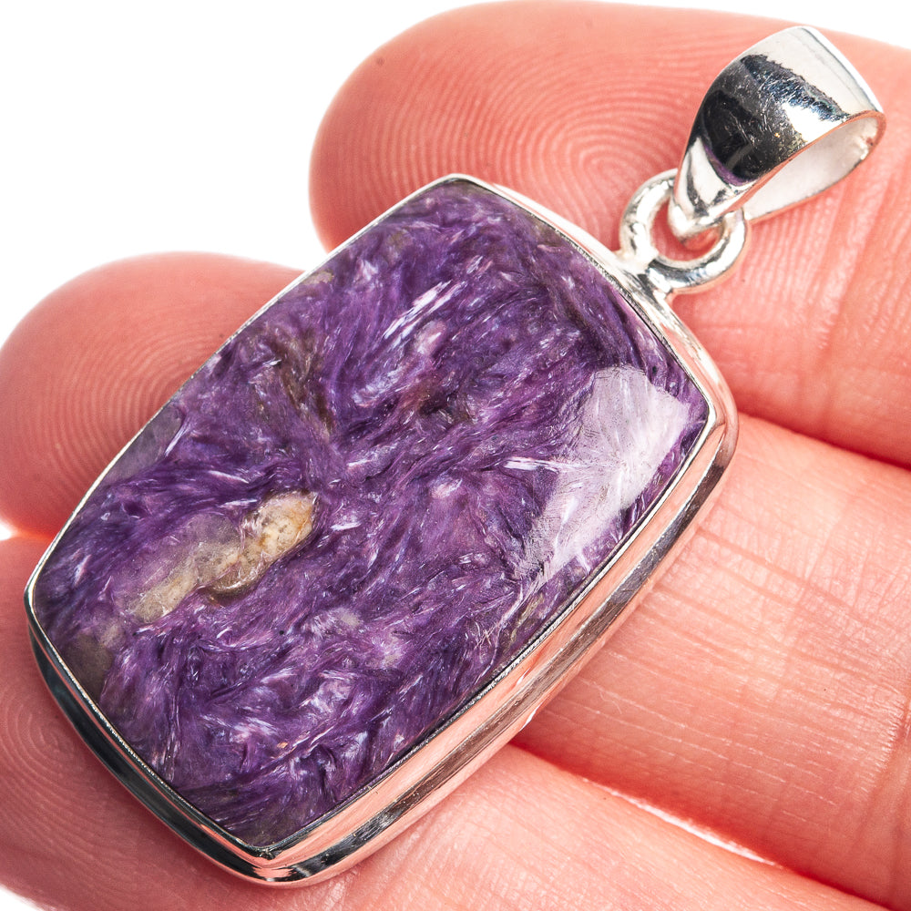 Charoite 925 Sterling Silver Pendant 1 1/2"