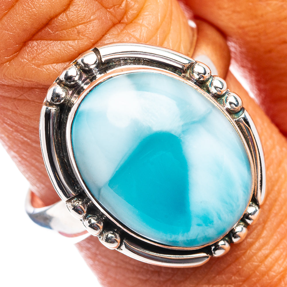 Premium Rare Larimar Ring Size 9.75 (.925 Sterling Silver)