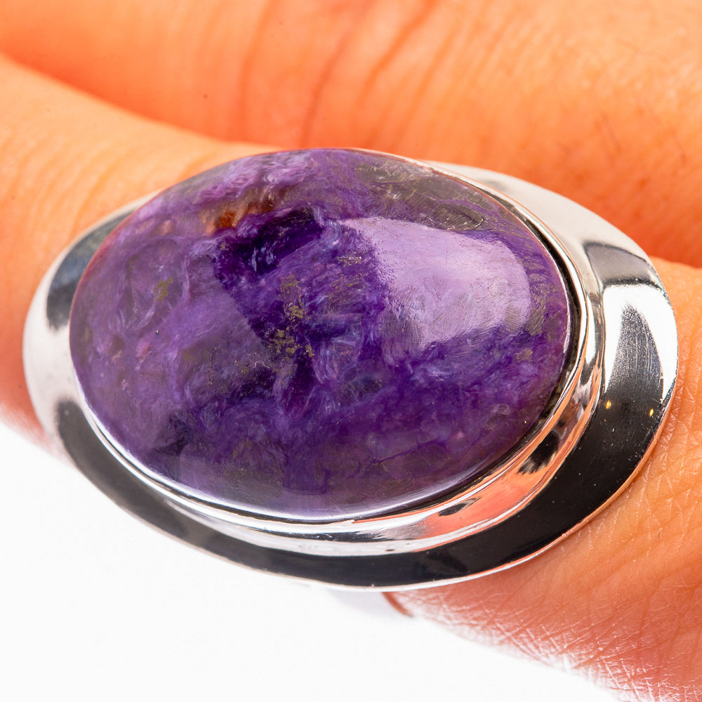 Large Charoite Ring Size 8.5 (925 Sterling Silver) R142208