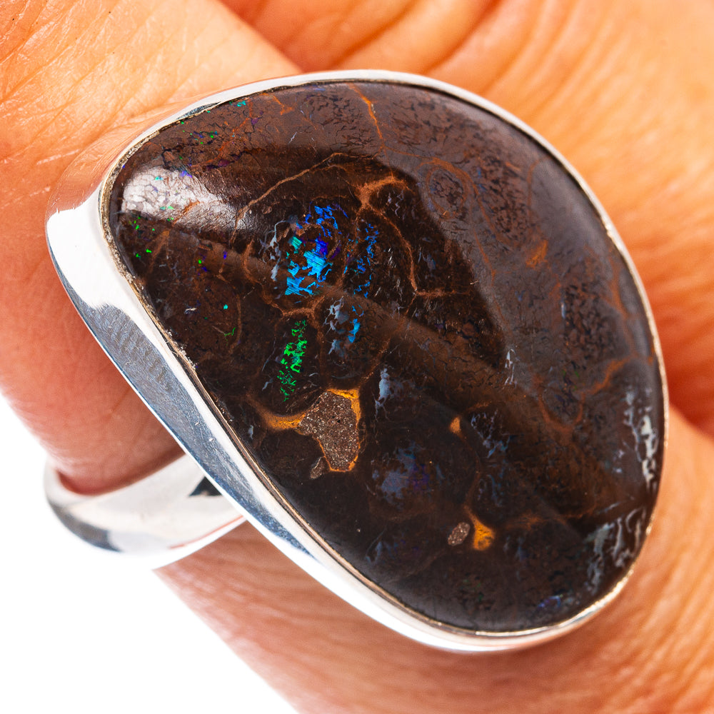 Premium Rare Boulder Opal Ring Size 8 (.925 Sterling Silver)