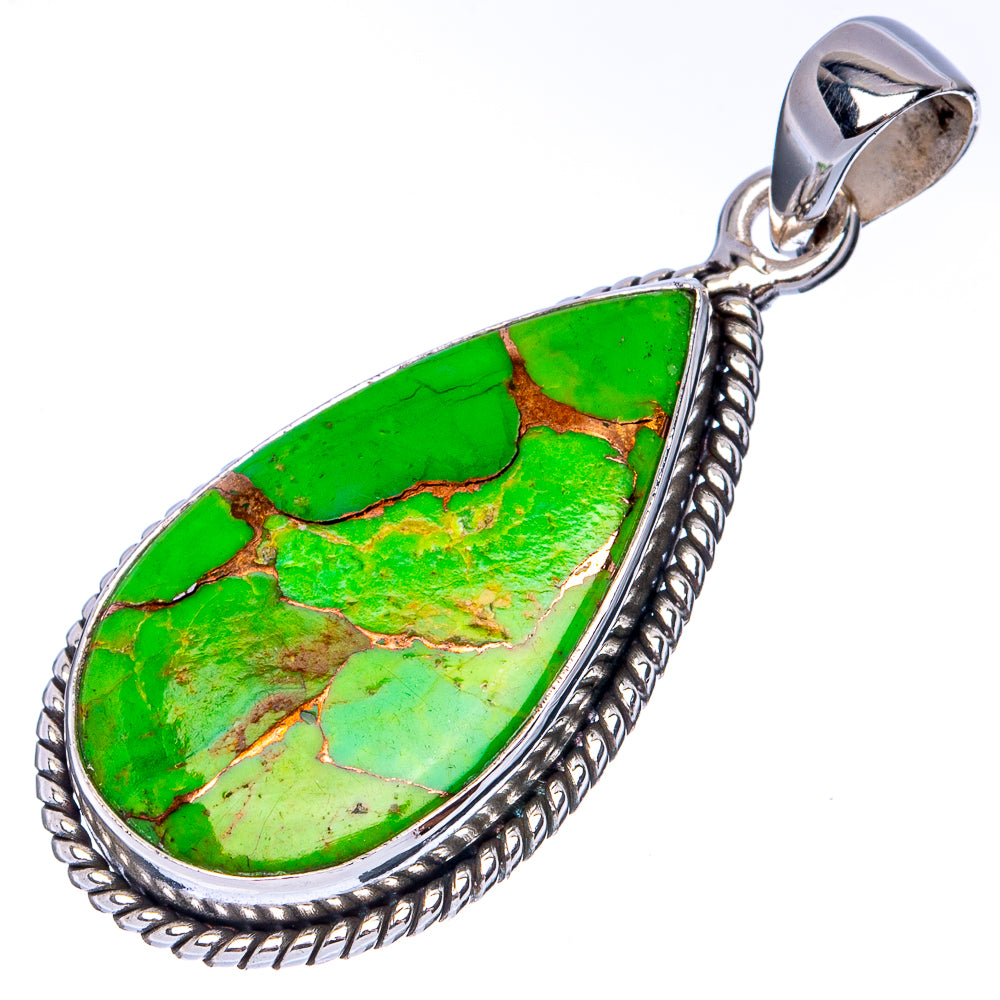 Copper Turquoise Pendant 1 3/4" (925 Sterling Silver) P41348