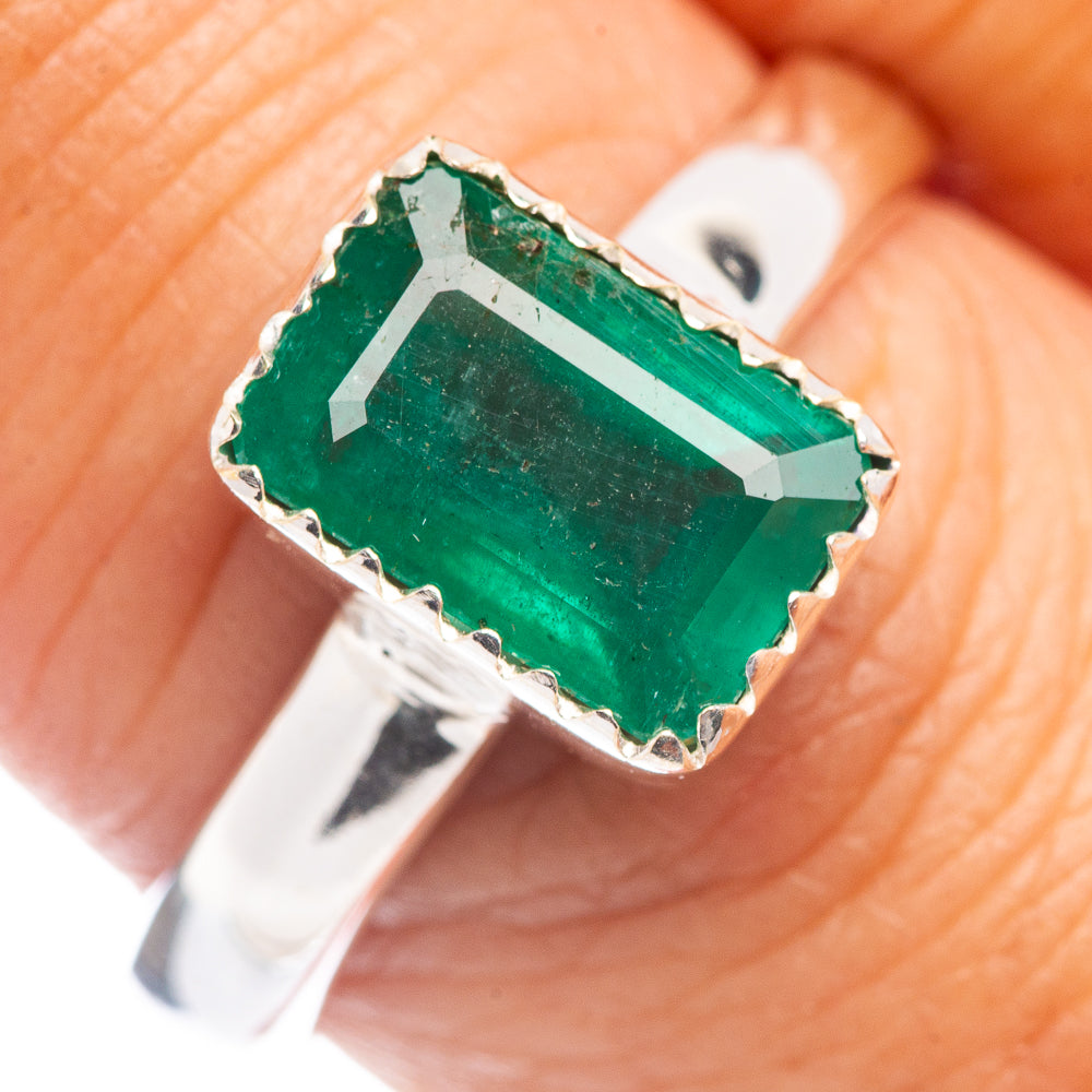 Rare Premium Faceted Zambian Emerald Ring Size 9 (.925 Sterling Silver)