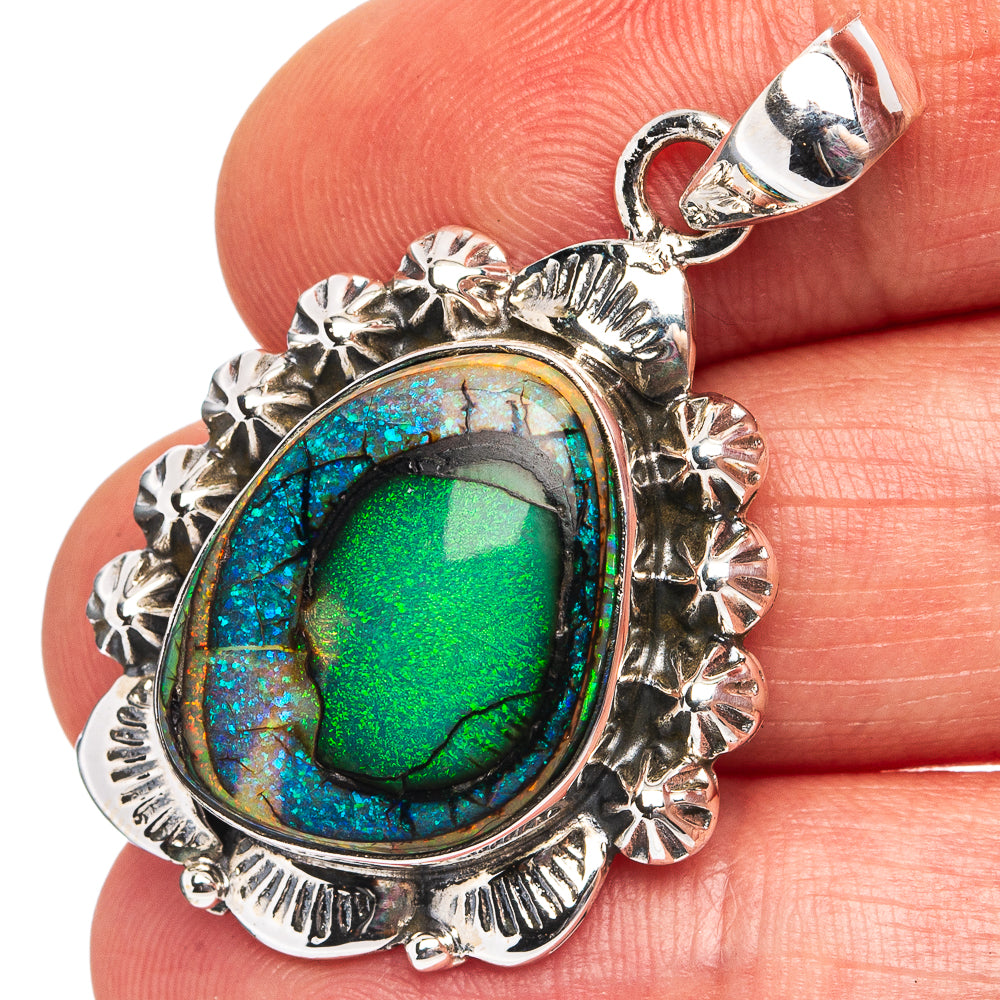 Premium Sterling Opal Pendant 1 5/8" (.925 Sterling Silver)