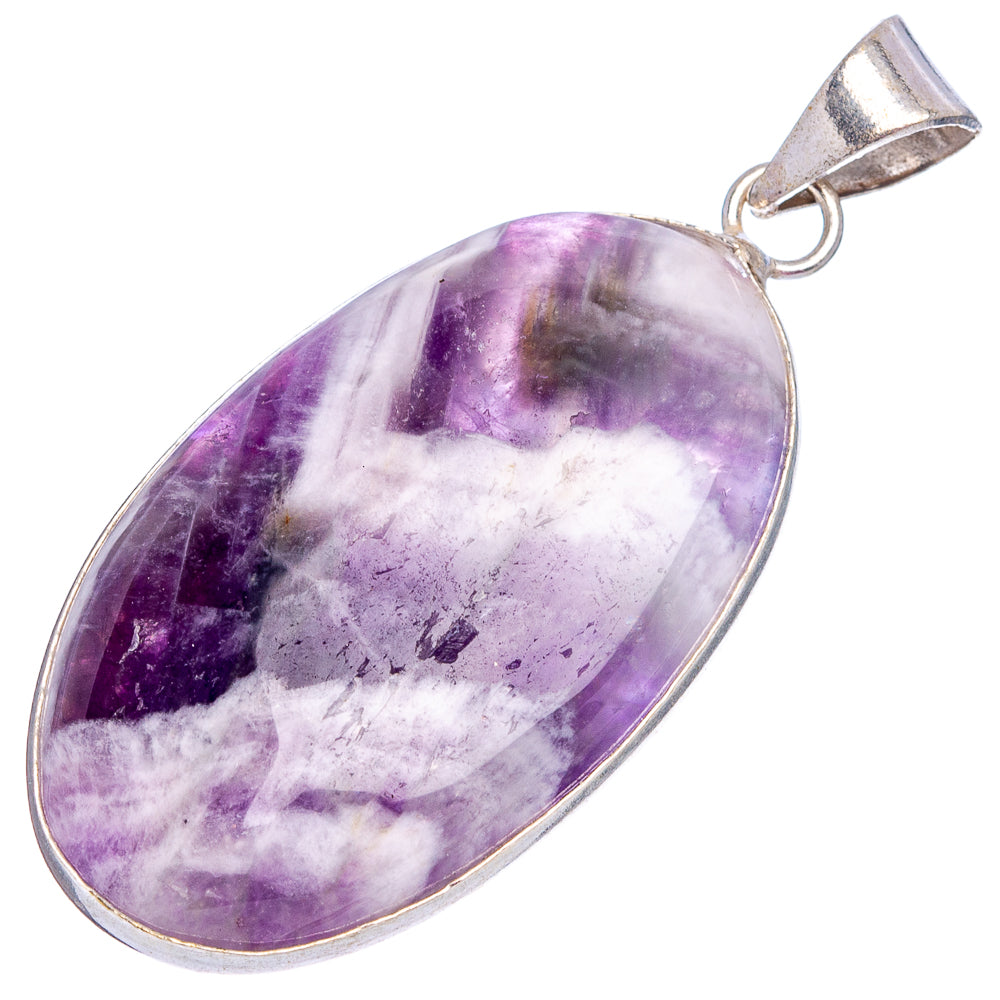 Chevron Amethyst Pendant 1 7/8" (Silver Plated)