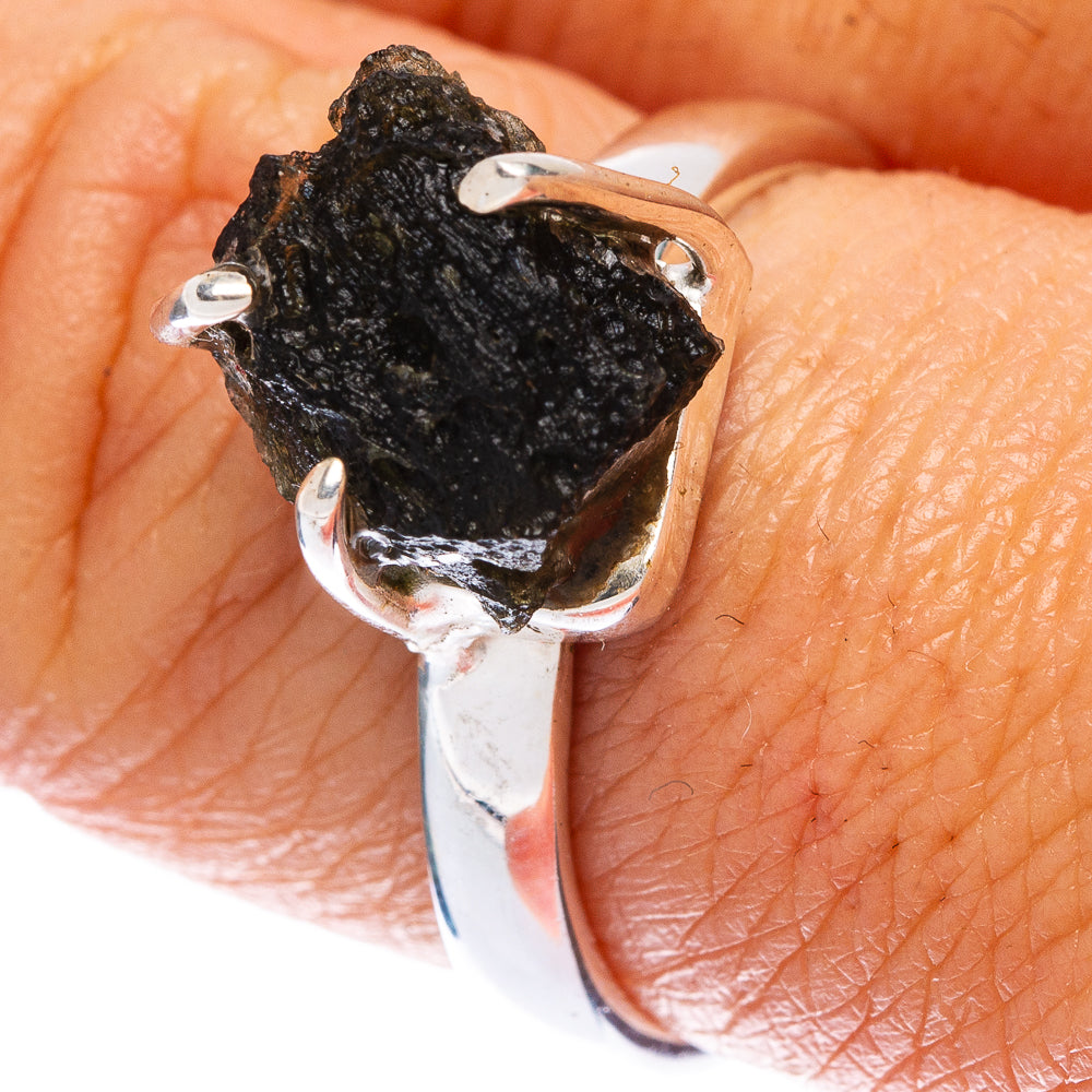 Rare Czech Moldavite Ring Size 8.25 (925 Sterling Silver) R146611