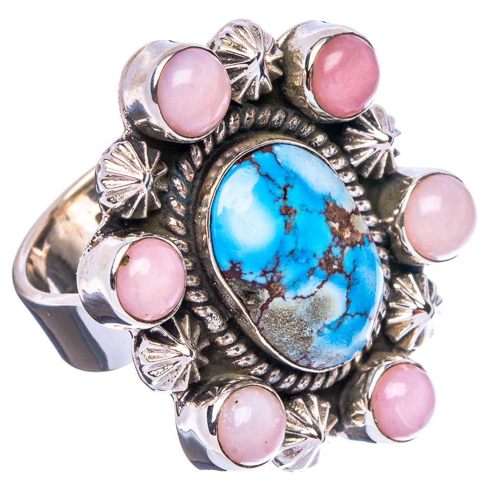 Golden Hills Turquoise Native Style, Pink Opal Ring Size 6 Adjustable (.925 Sterling Silver) Exclusive