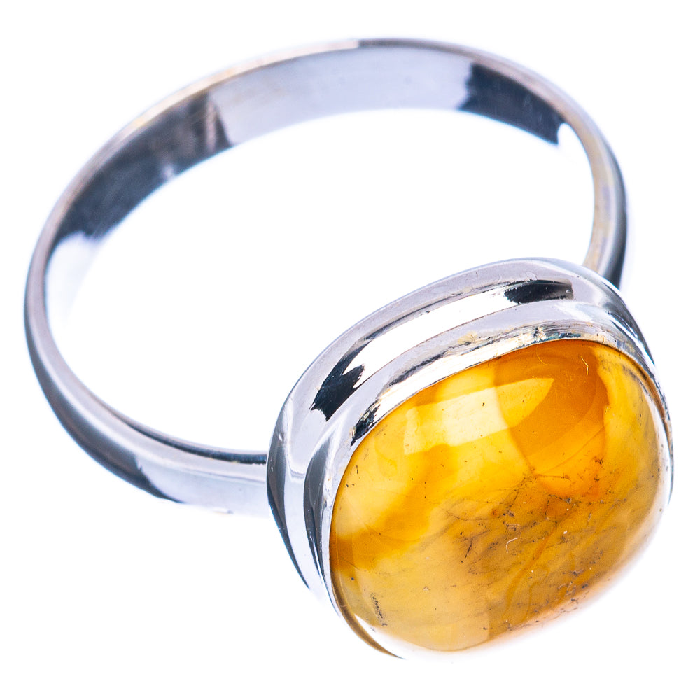 Amber Ring Size 8.25 (925 Sterling Silver) R2954
